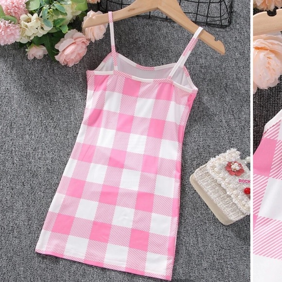 NWT little girls size 7/8 pink & white dress - Picture 2 of 7